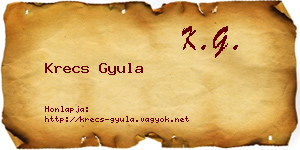 Krecs Gyula névjegykártya